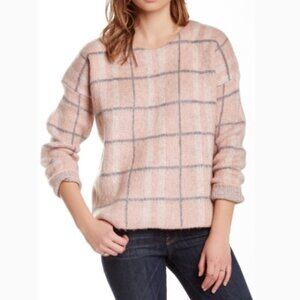 JOA Los Angeles Pink Grid Mohair Wool Blend Sweater Women’s Small Pullover